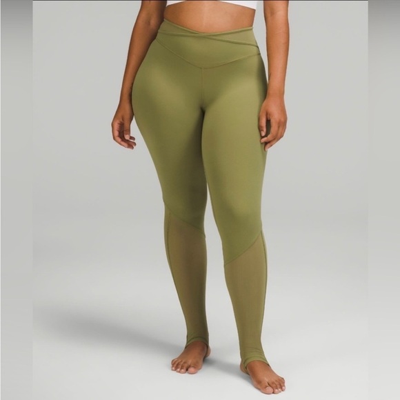 Lululemon Nulu and Crisscross Mesh Stirrup Tight, Bronze Green, Size 8 | EUC - Picture 5 of 7